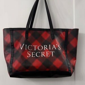 Victoria's Secret Red and Black Plaid Tote